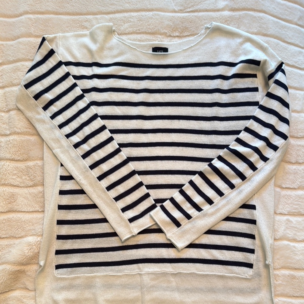 Fate Women's Striped Crew Neck Sweater - Black and White
